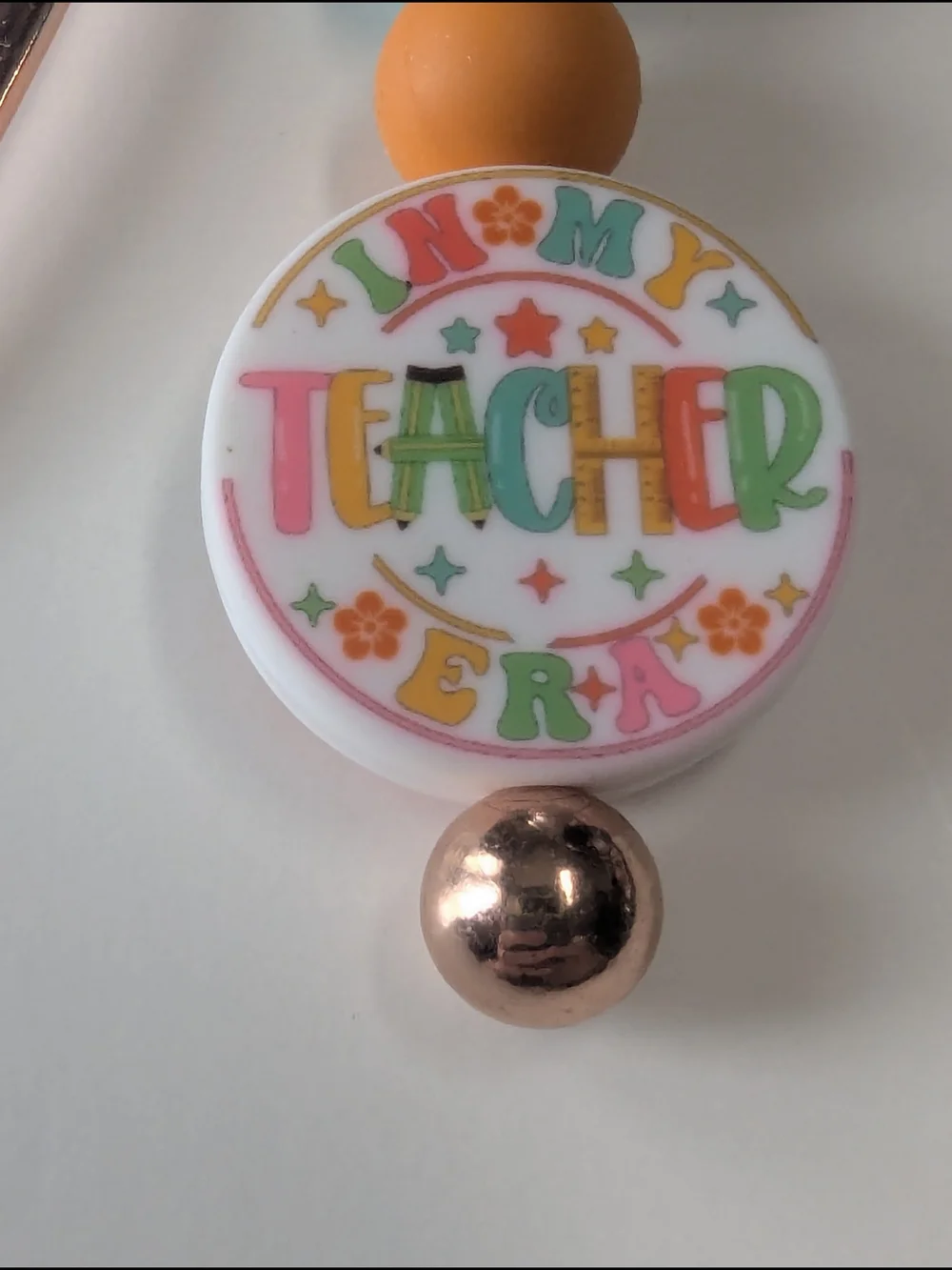 Handcrafted Bookmark In My Teacher Era Bead Charm beaded Multi Color White NEW